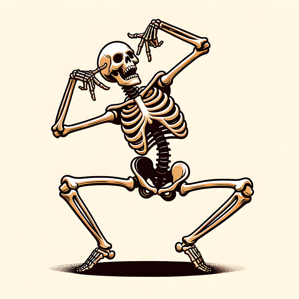 Herbs for Hair Growth and Thickness: illustration of a skeleton to symbolize the connection between bones and hair in Ayurveda
