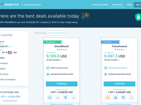 最もレートの良い国際送金を簡単に探すことのできるMoneytis