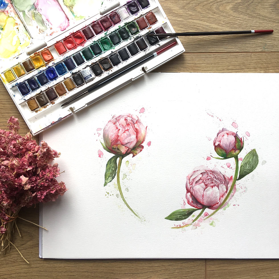 Thumbnail: 'Peonies' Original Watercolour