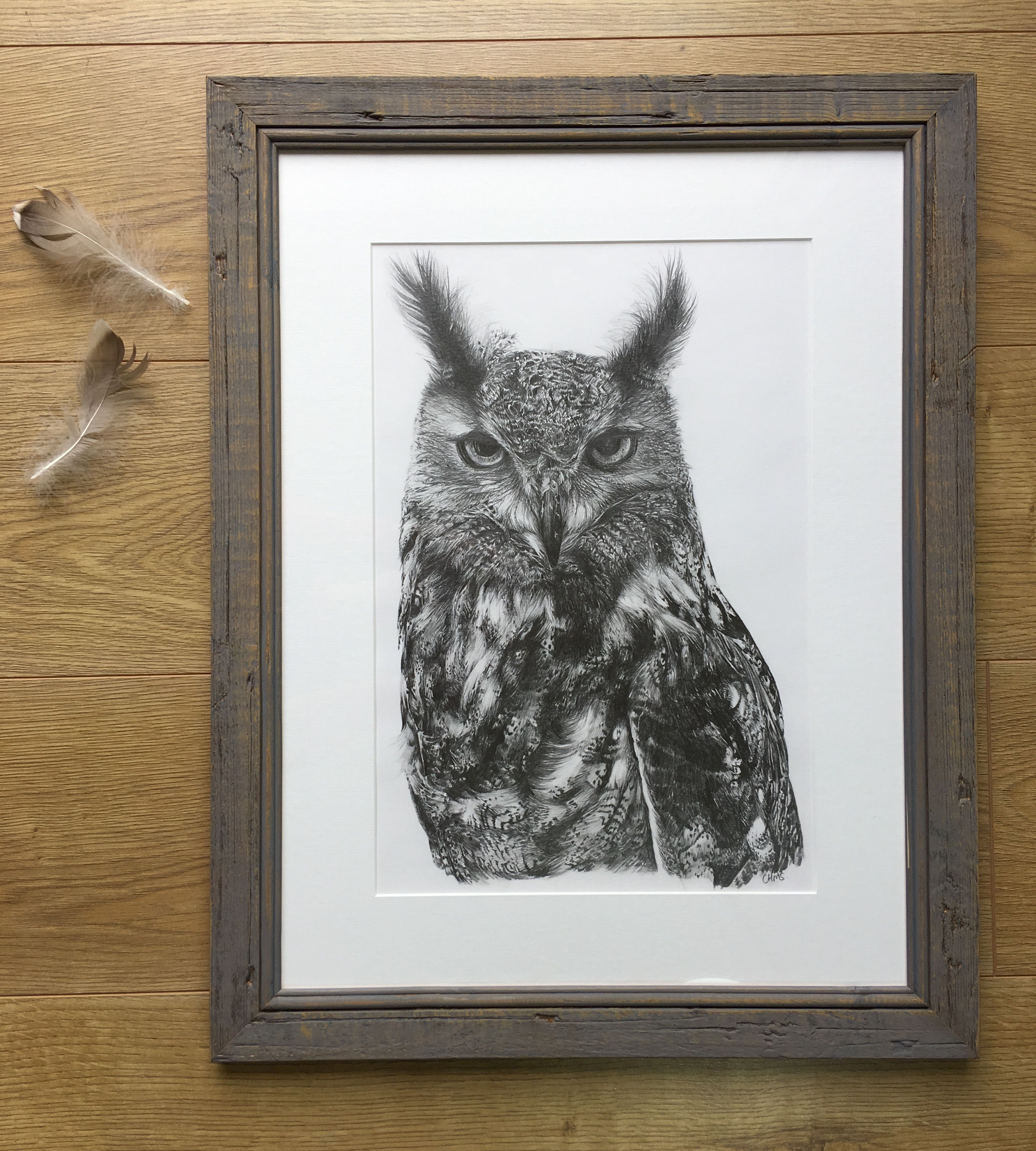 Eagle owl original pencil drawing | 'Elsa'