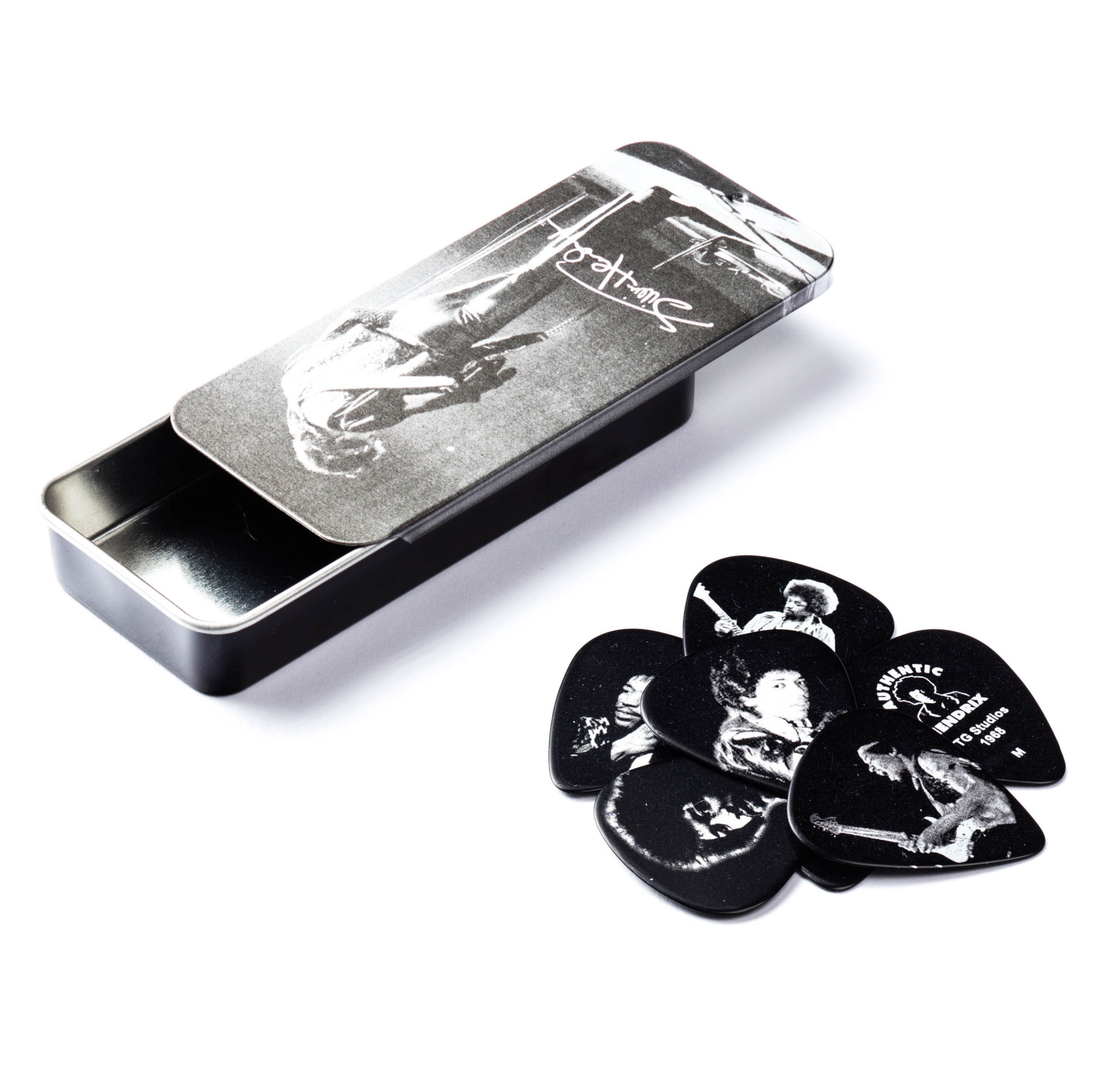 DUNLOP JIMI HENDRIX SILVER PORTRAIT SERIES 6-PICK TIN (MEDIUM) - DUNLJHPT06M