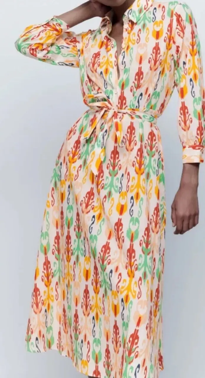 Thumbnail: Oyester White Printed Midi Maxi Dress