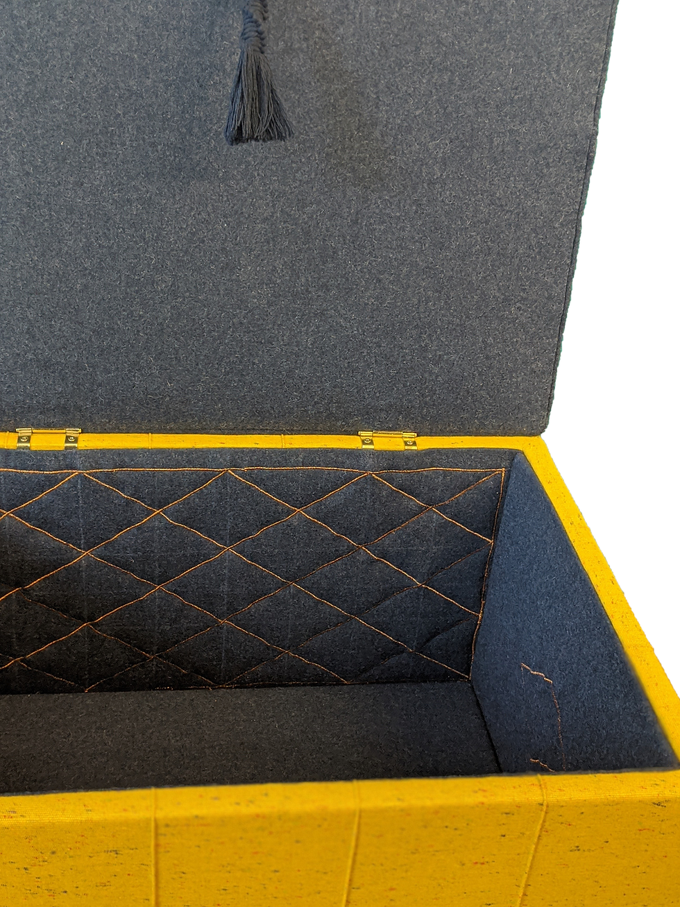 Thumbnail: Upholstered Box Yellow Box with Macramé Tassel