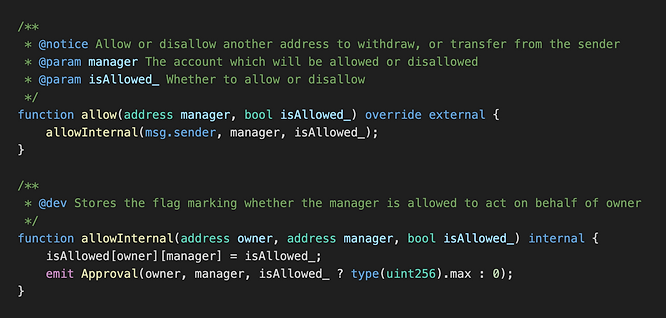 allow() and allowInternal() functions