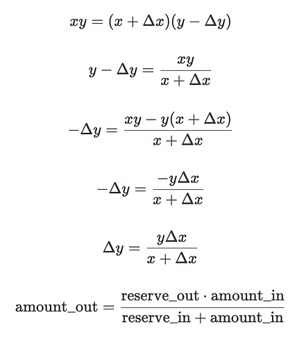 mathematical derivation of amount out