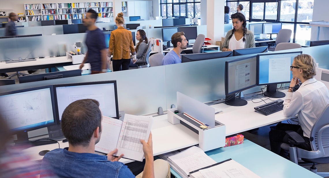 People Working in Open Office