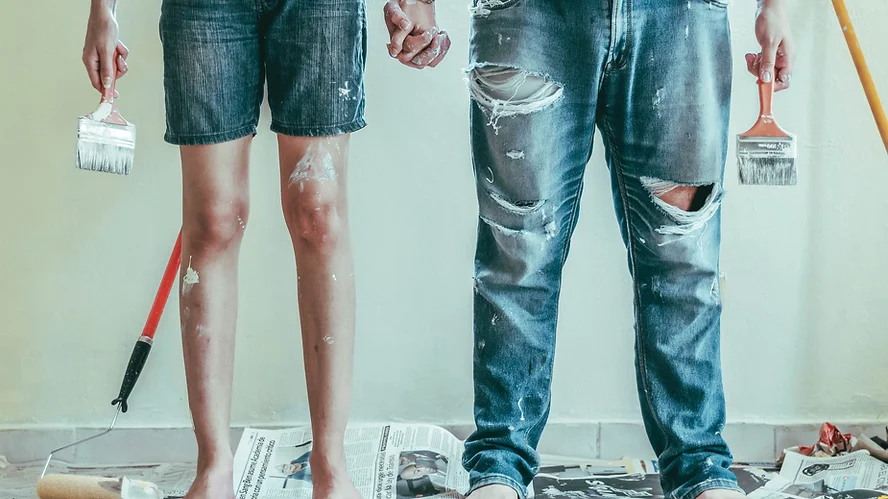 Jeans und Anstrich