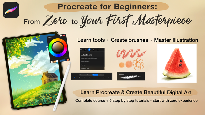 Procreate for beginners course: from zero to your first masterpiece. Learn all about procreate app - digital art course on ipad for complete begginers.