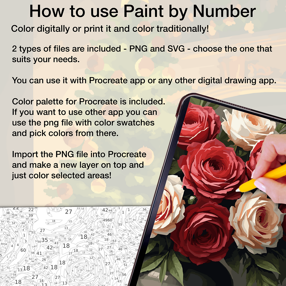 Thumbnail: Paint by Number for Procreate: Roses