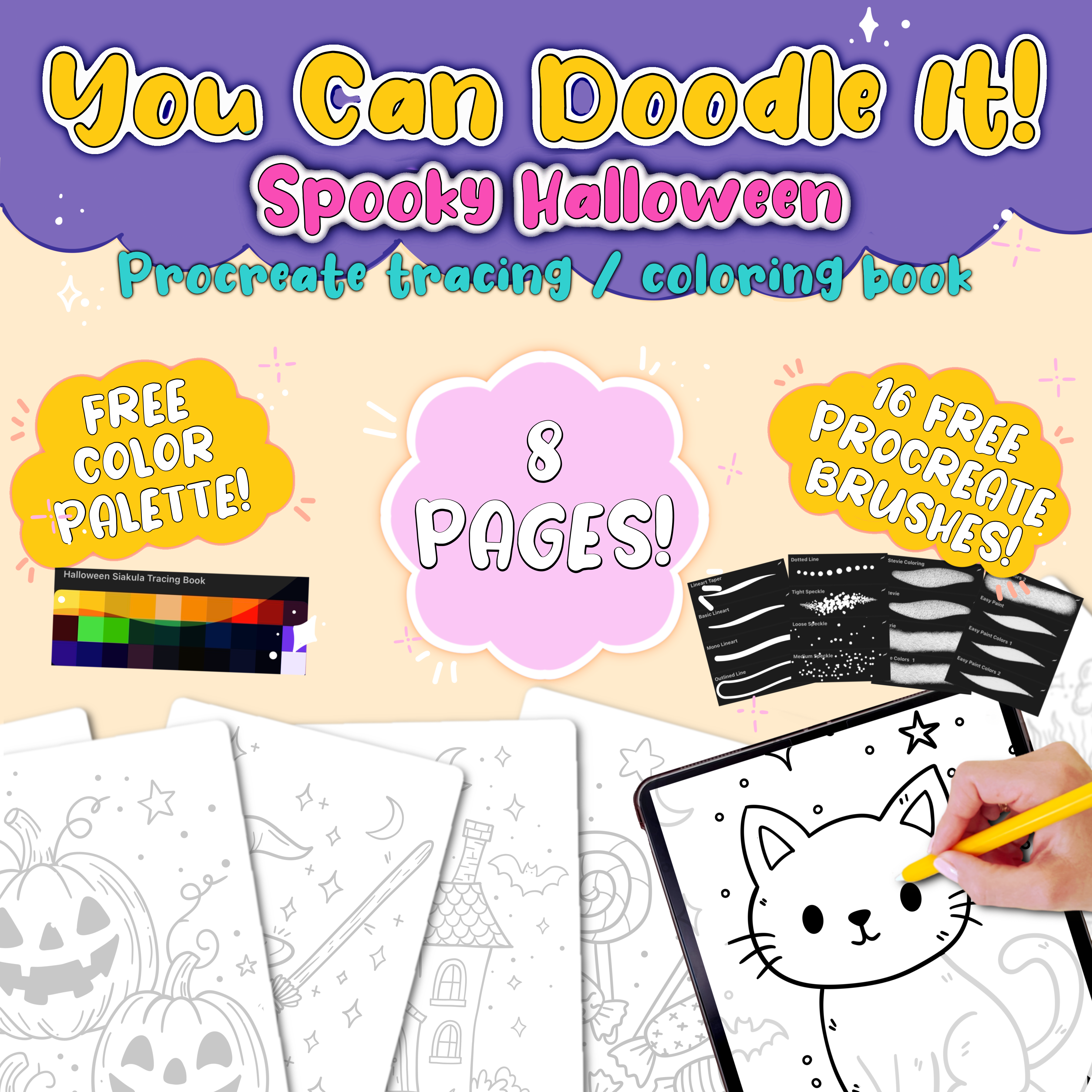 Procreate Digital Tracing / Coloring Book "Spooky Halloween"