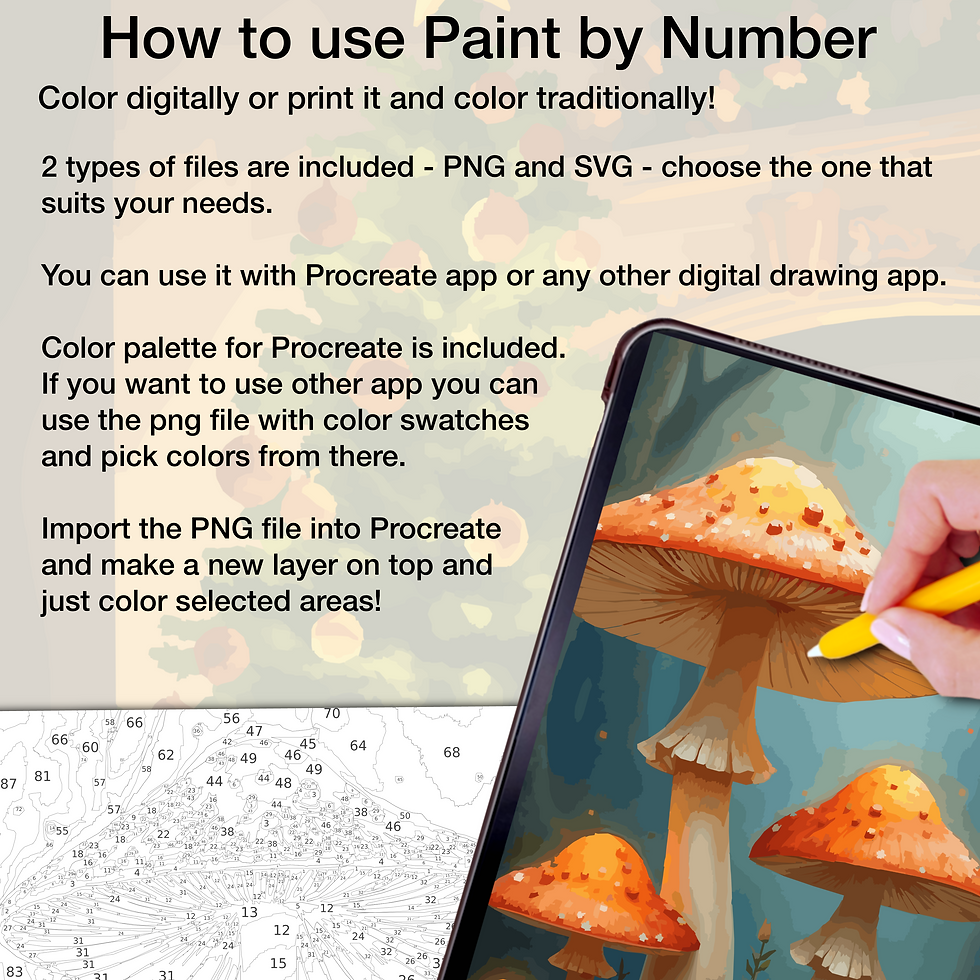 Thumbnail: Paint by Number for Procreate: Mushrooms