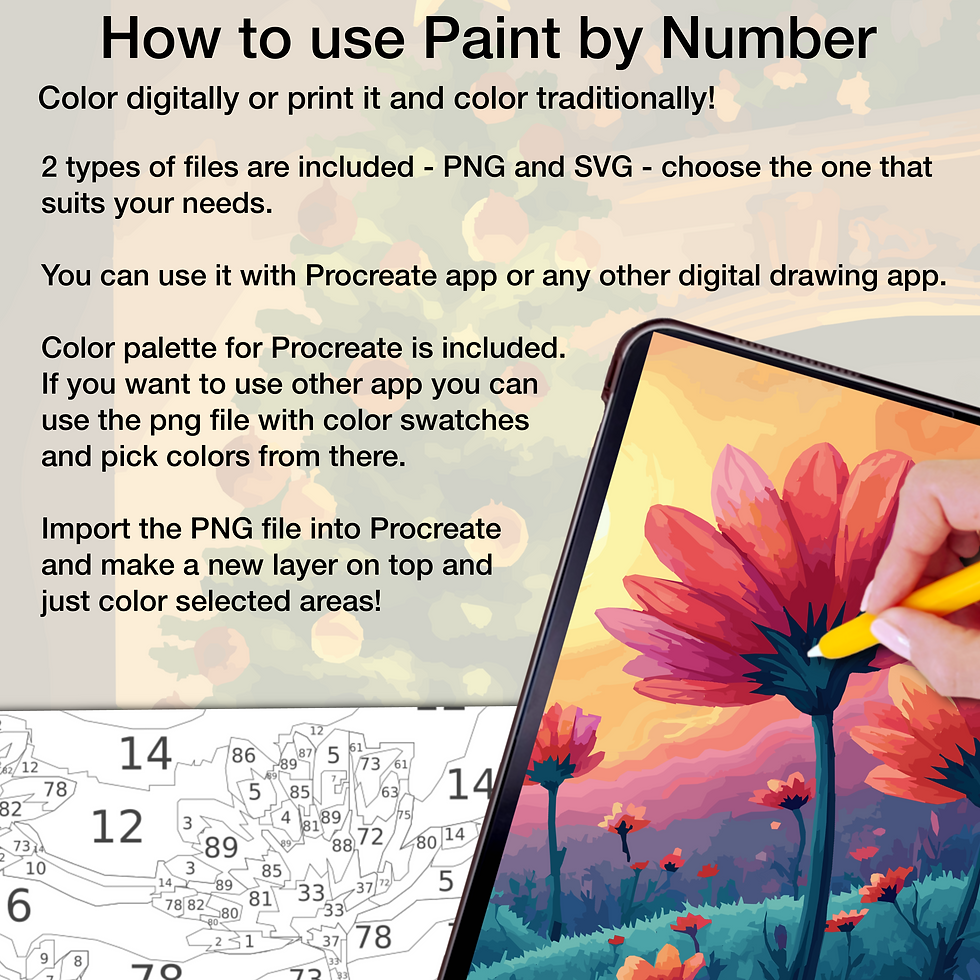 Thumbnail: Paint by Number for Procreate: Fantasy Flowers Landscape