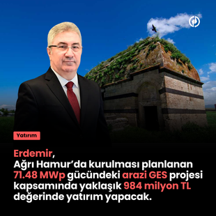 Erdemir, Ağrı Hamur’da kurulması planlanan 71.48 MWp gücündeki arazi GES projesi kapsamında yaklaşık 984 milyon TL değerinde yatırım yapacak. 