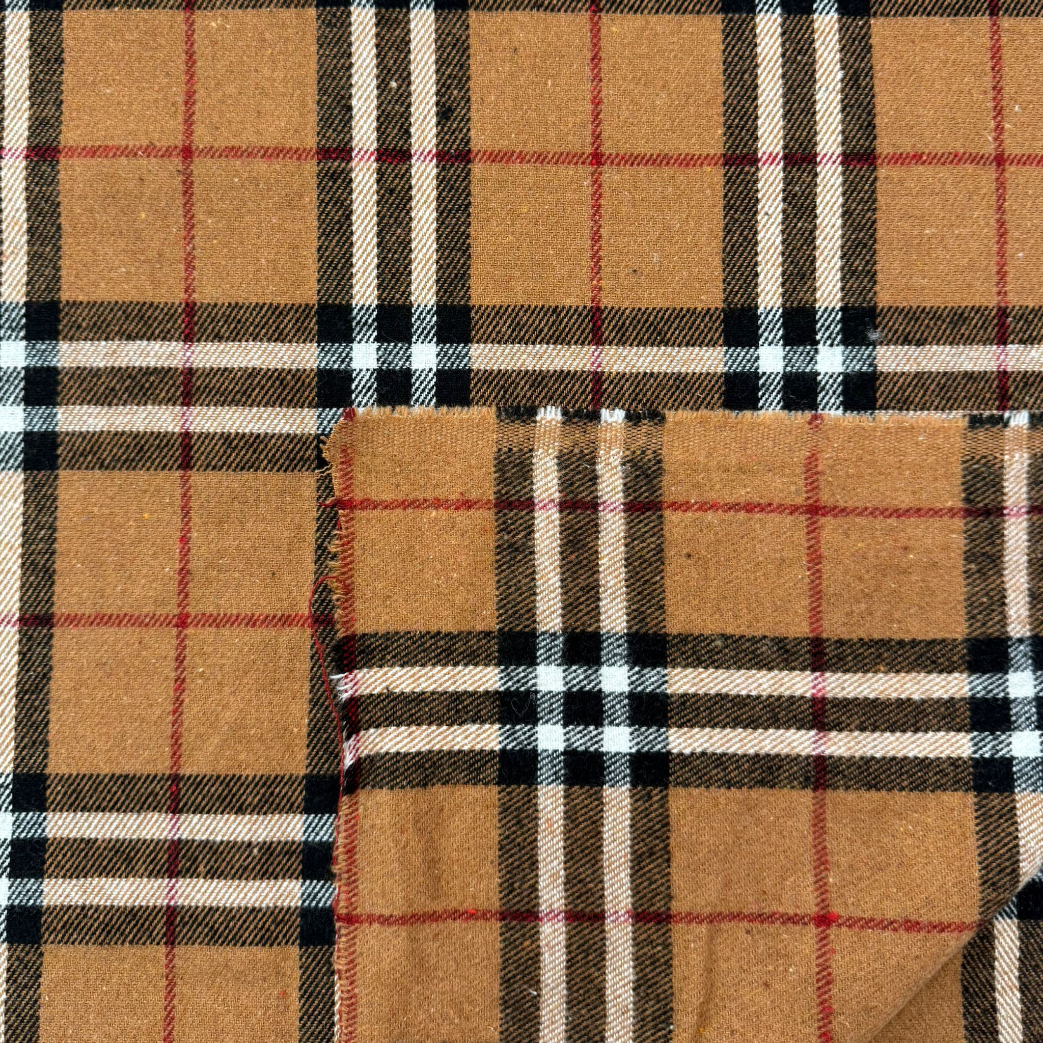 בד פלנל משובץ חום שחור