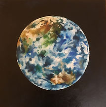 Oil painting of Earth with black background