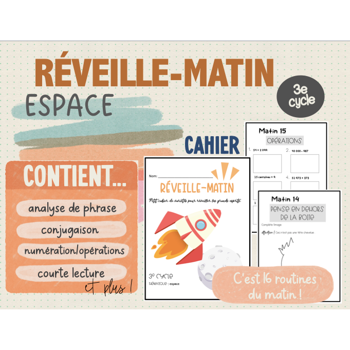 réveille-matin espace ( 3e cycle)