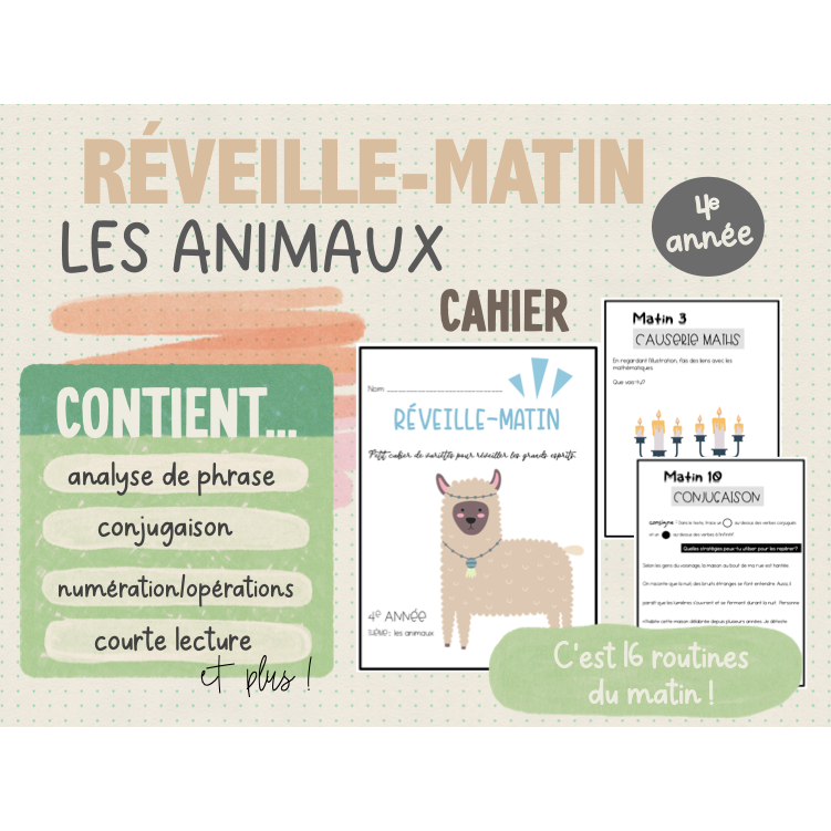 Réveille-matin Animaux (4e année)