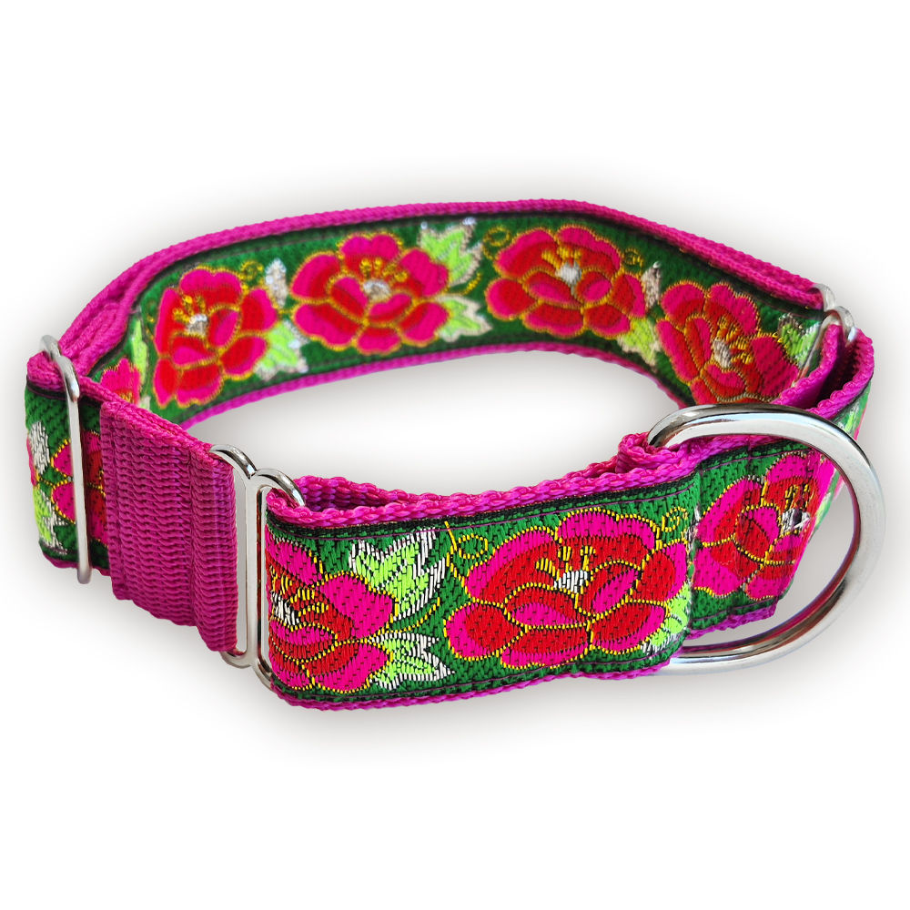 Martingale halsband - Wild Rose Magenta - 4 cm