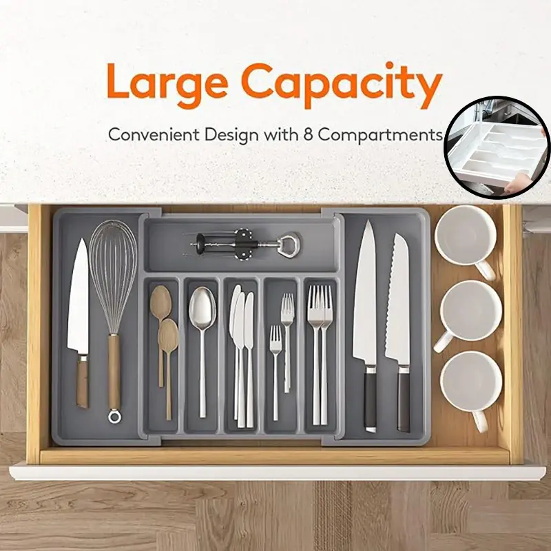 Thumbnail: Expandable Kitchen Drawer Organizer for Cutlery & Utensils