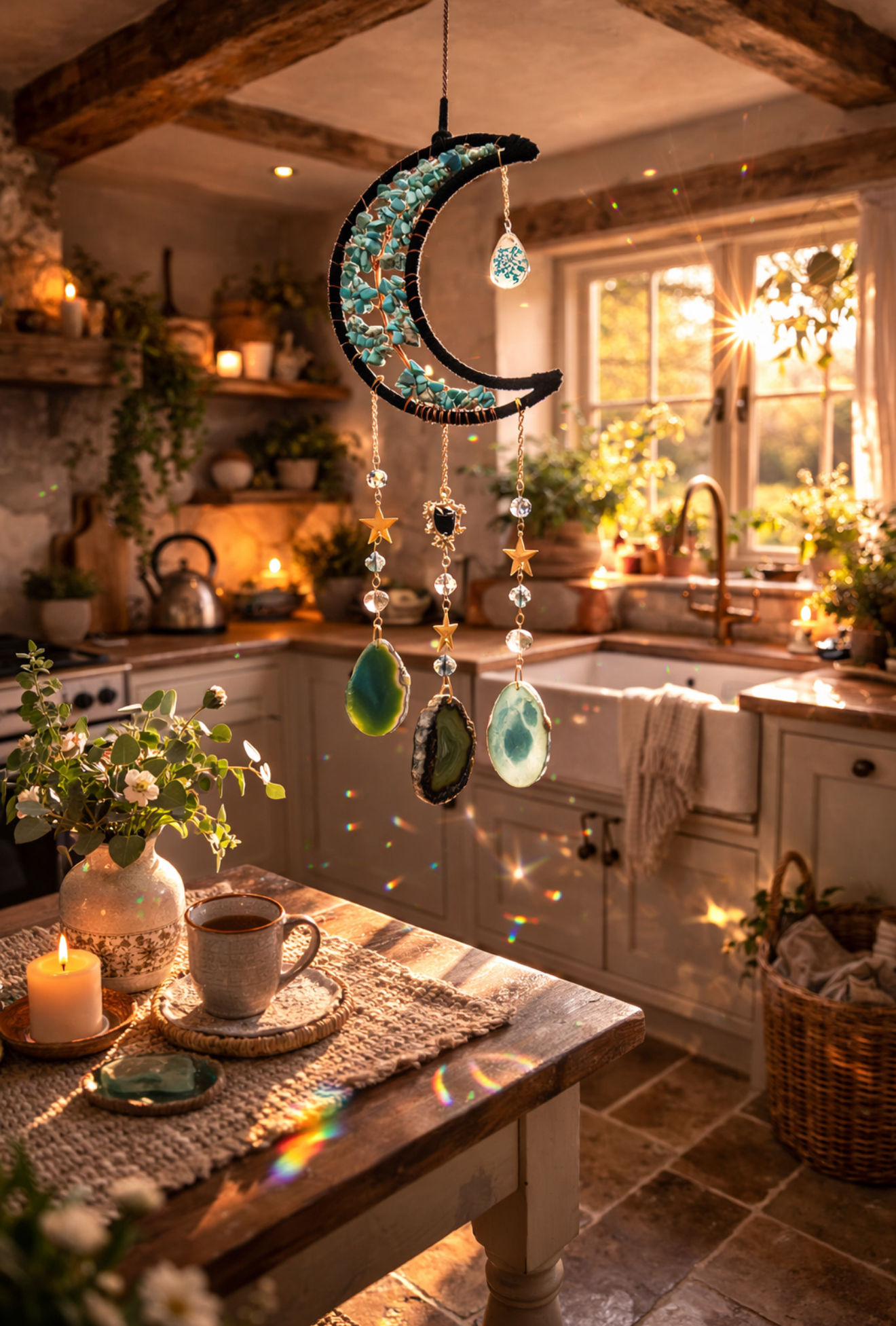 🔮 Spirit of the Sky ~ Turquoise Moon Sun Catcher