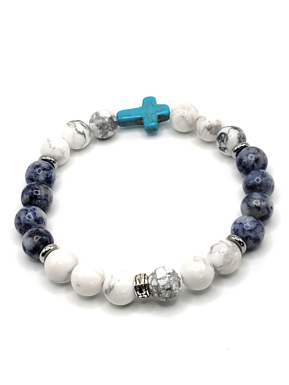 Thumbnail: Howlite and Blue Dot Jasper with Blue  Cross
