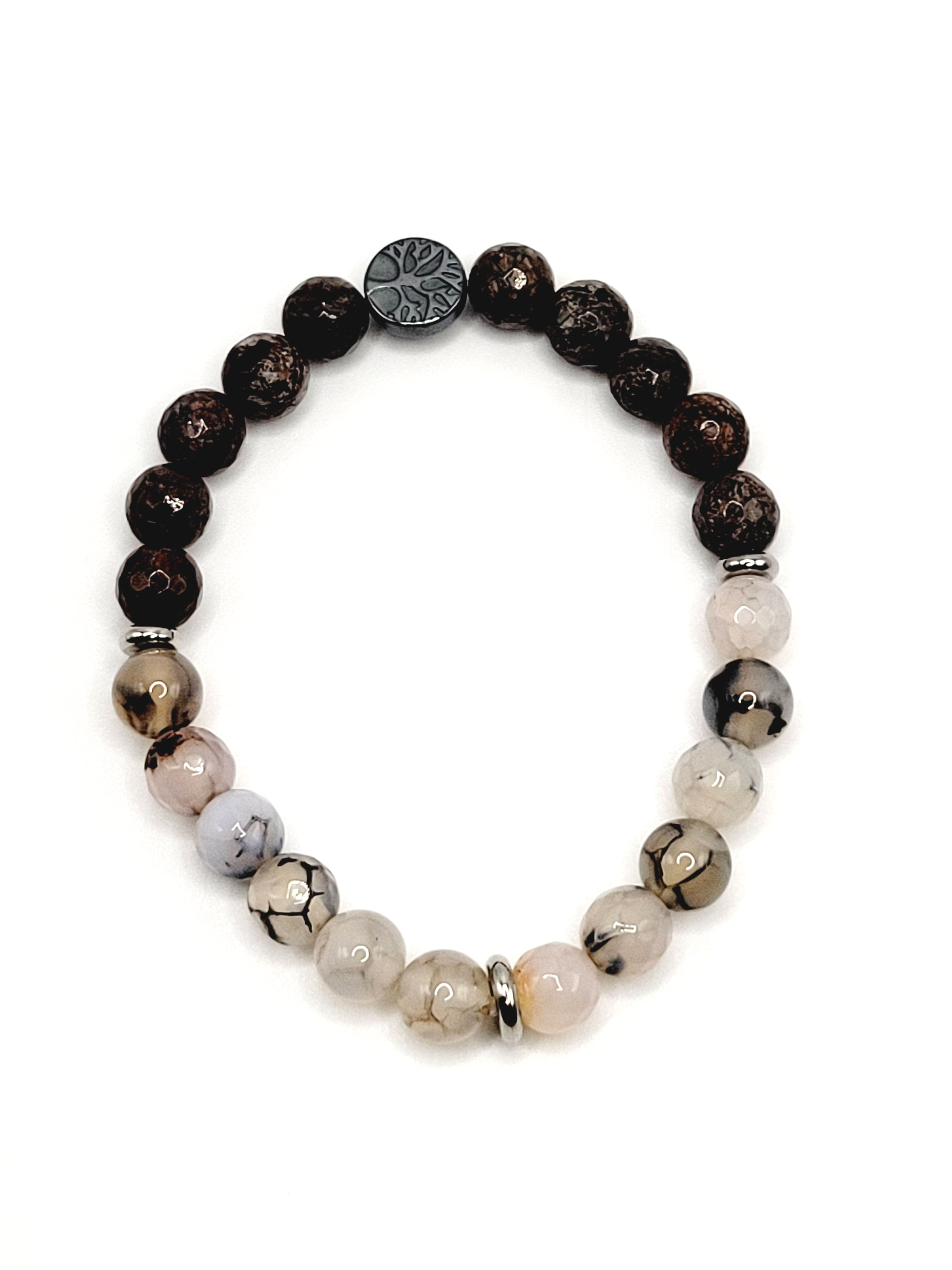 Faceted Dragon Vein Agate and Faceted Brown Snowflake Obsidian
