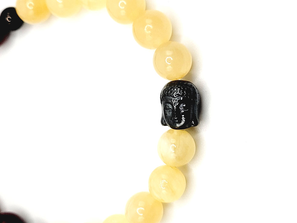 Thumbnail: Mookaite and Honey Calcite with Hematite Buddha
