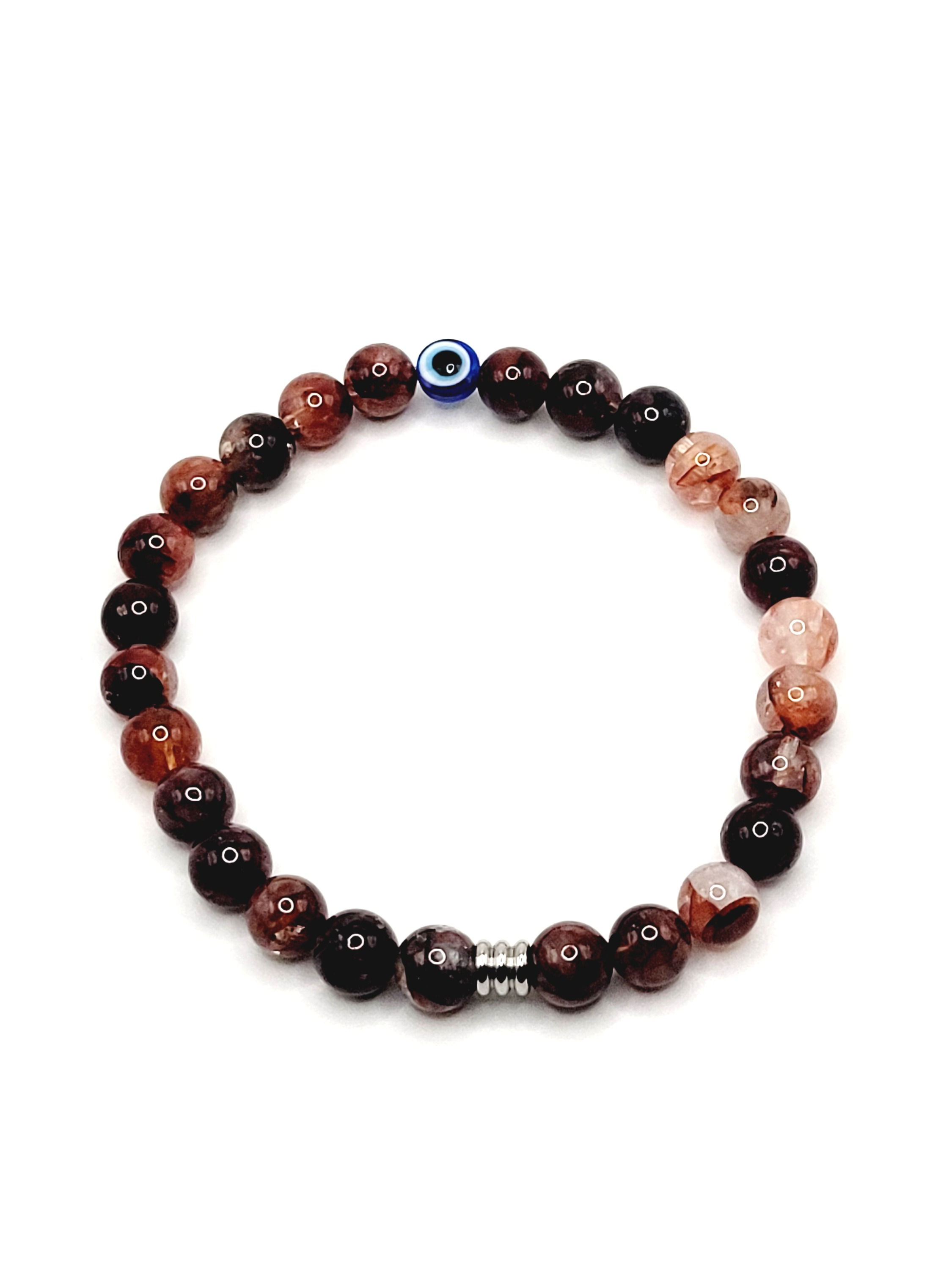 Fire Quartz 7mm with Evil Eye