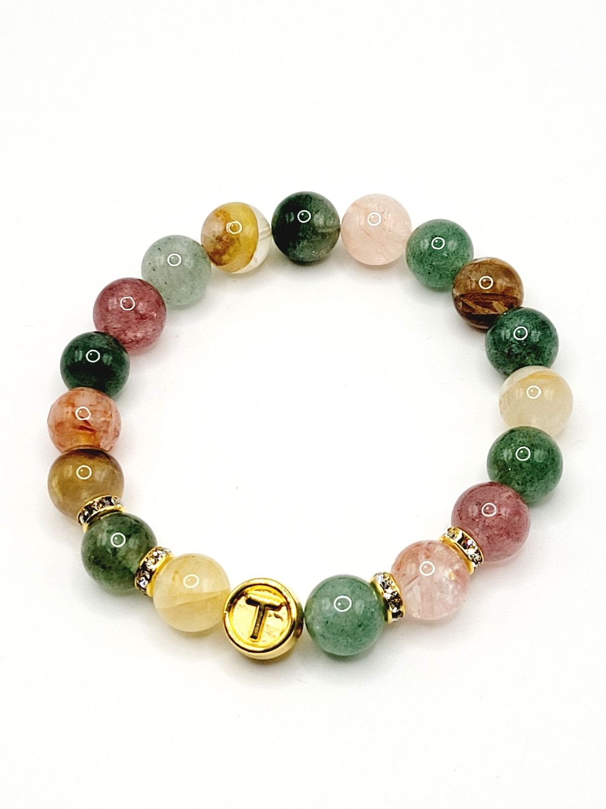 Mixed Quartz with Letter Charm