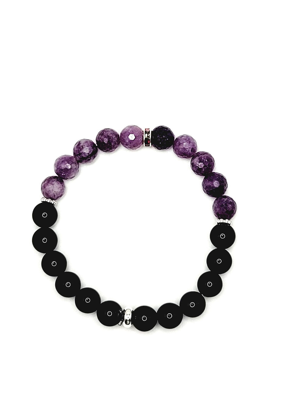 Thumbnail: Faceted Lepidolite and Black Obsidian