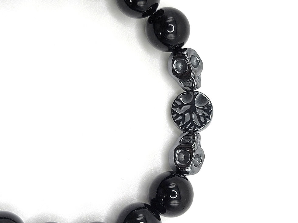 Thumbnail: Rainbow Obsidian with Hematite Skull and Tree of Life