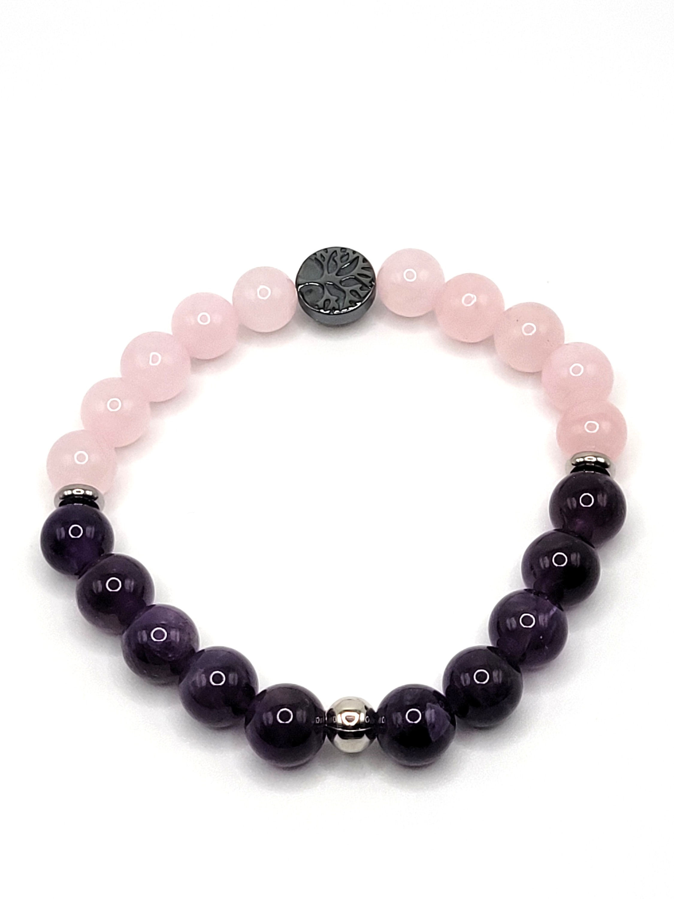 Amethyst and Rose Quartz with Tree of Life