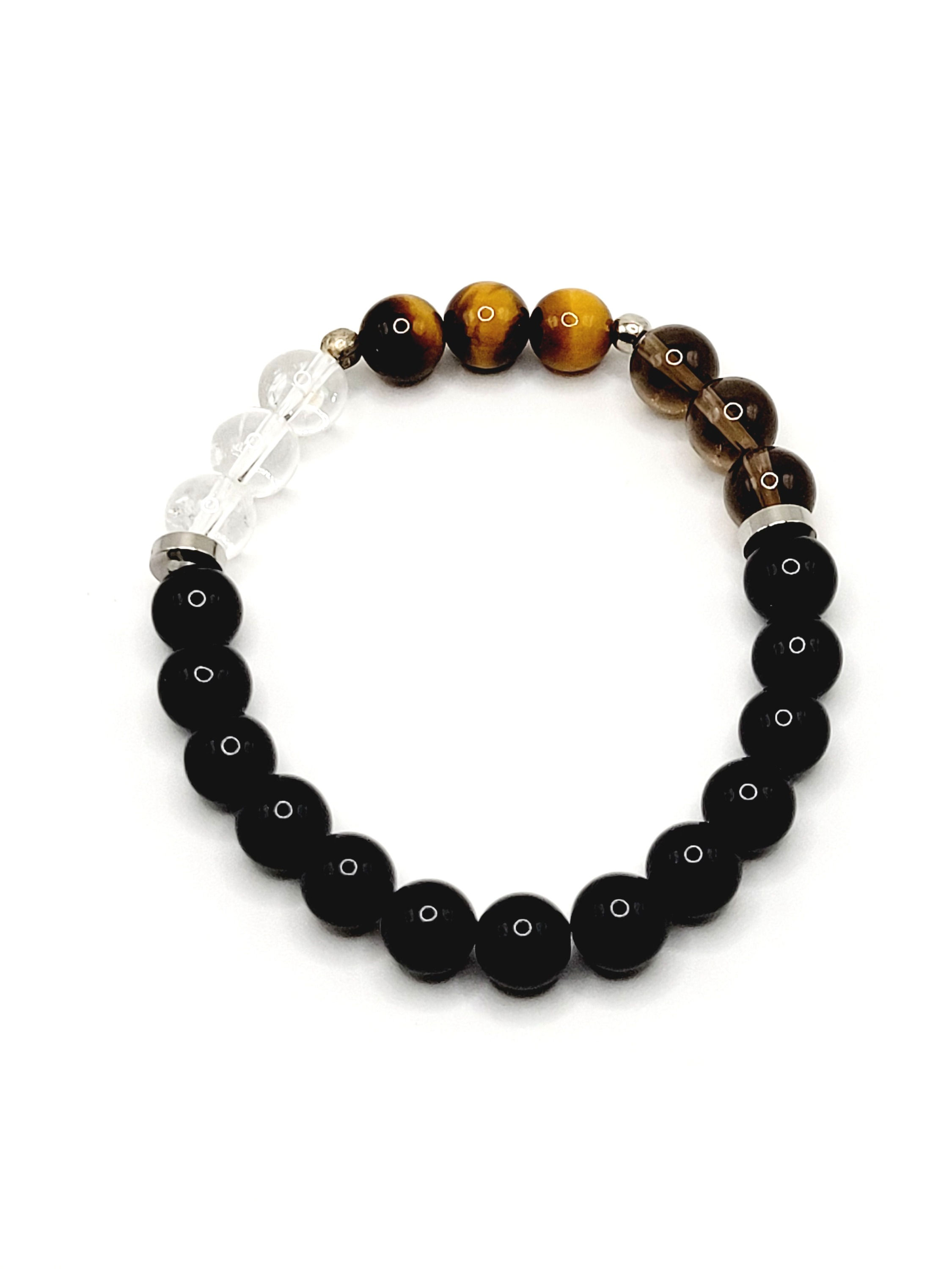 Tiger Eye, Clear Quartz and Black Obsidian