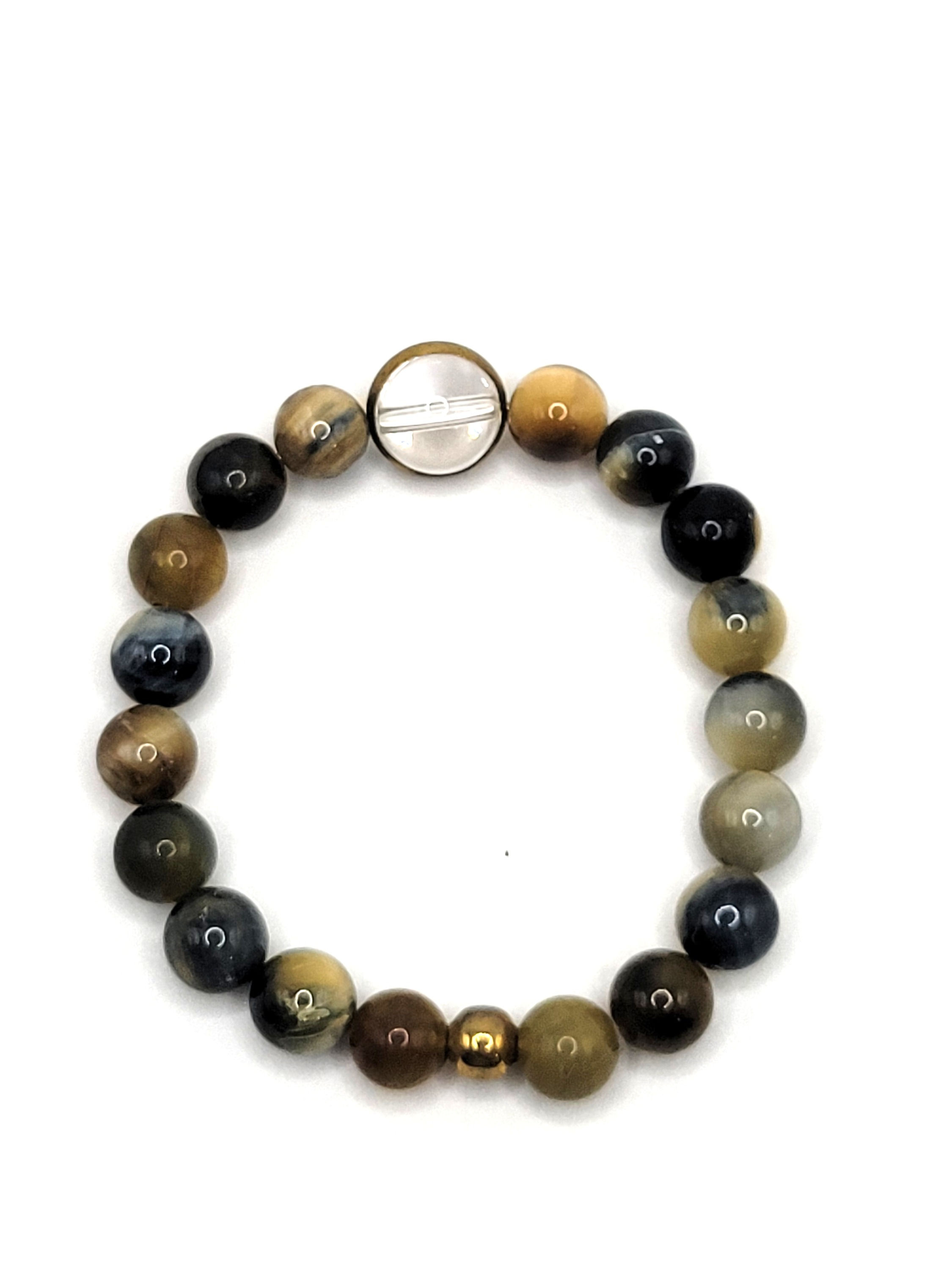 Blue Blonde Tiger Eye and Clear Quartz