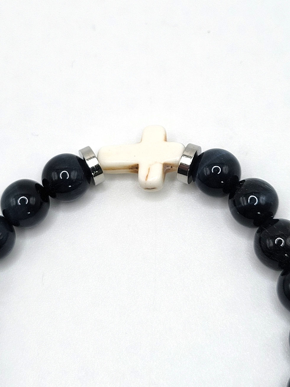 Thumbnail: Blue Tiger Eye with White Cross