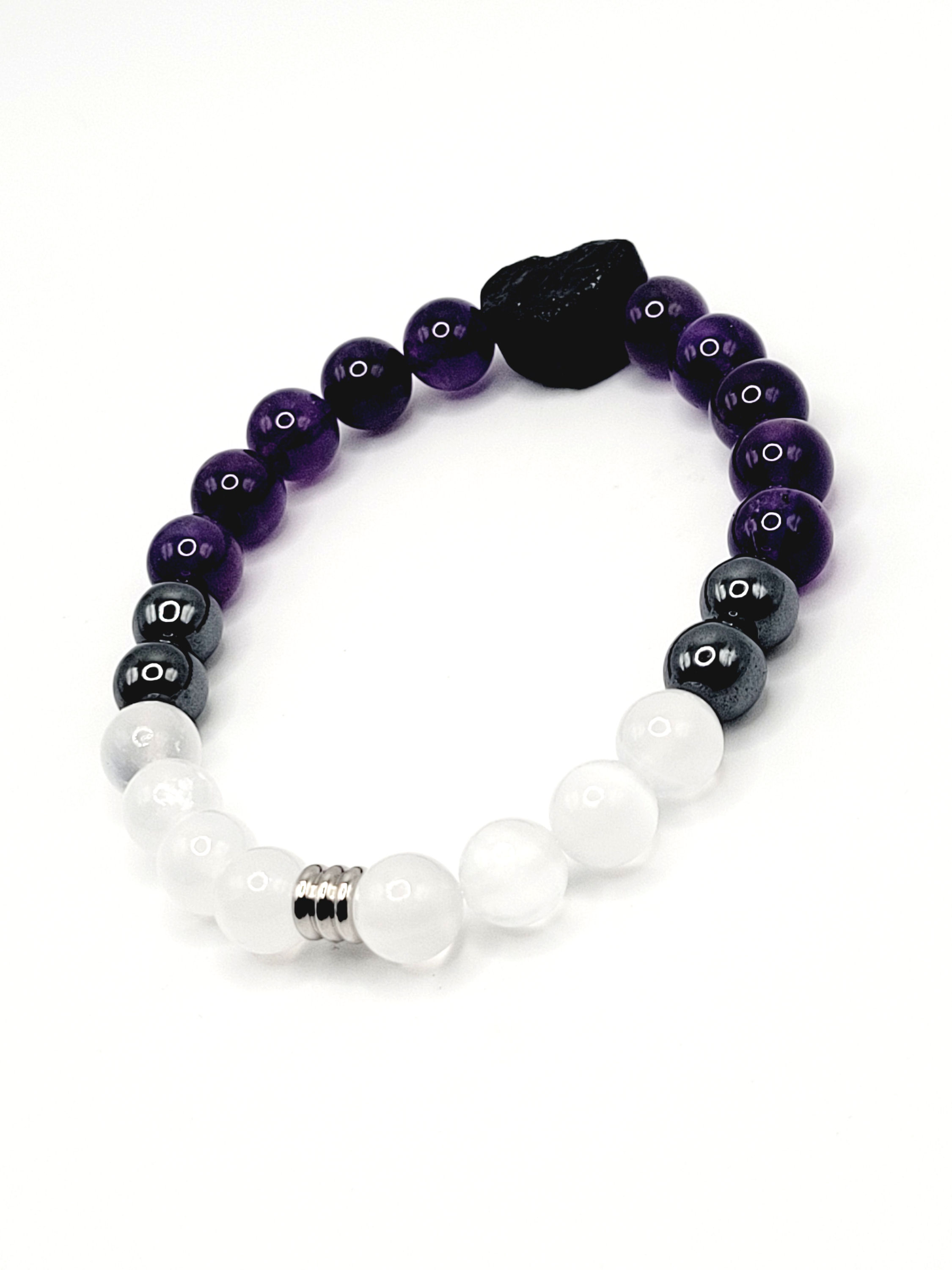 Raw Tourmaline, Amethyst, Hematite and Selenite