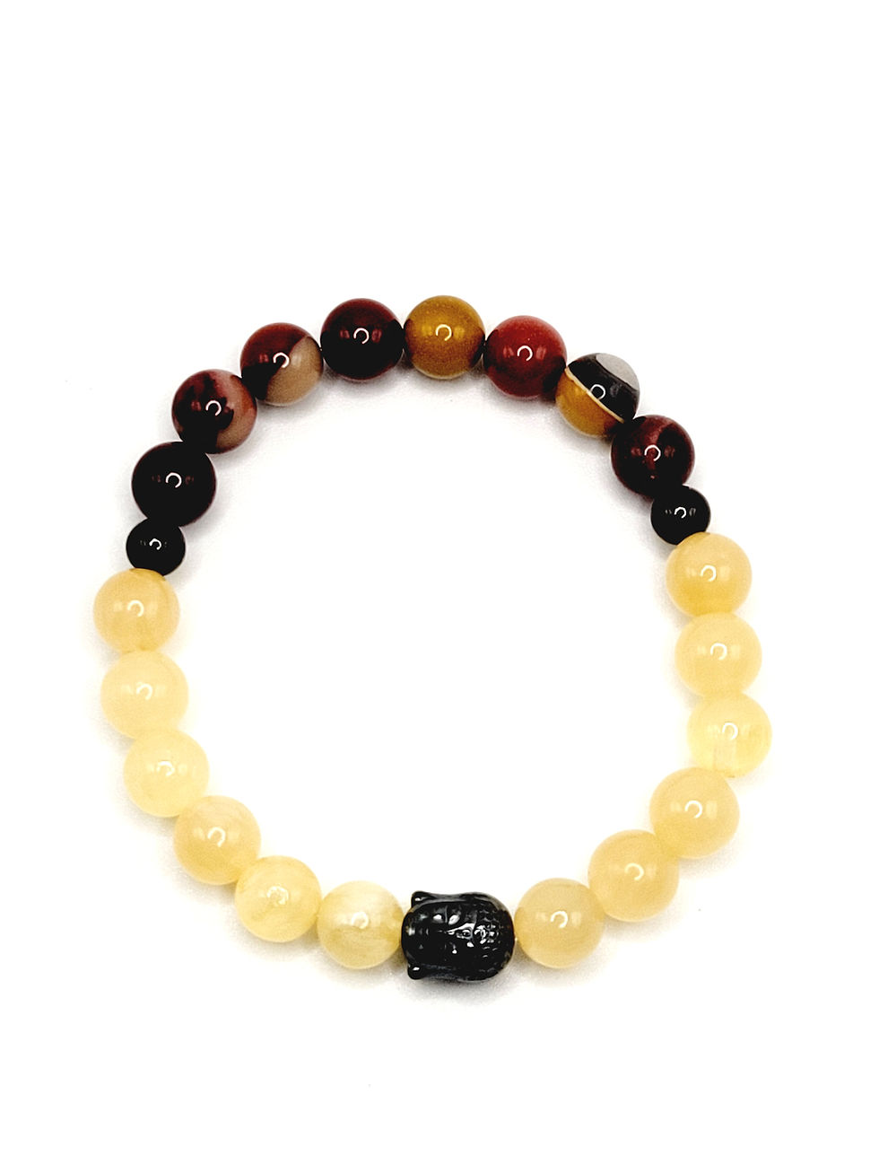 Thumbnail: Mookaite and Honey Calcite with Hematite Buddha
