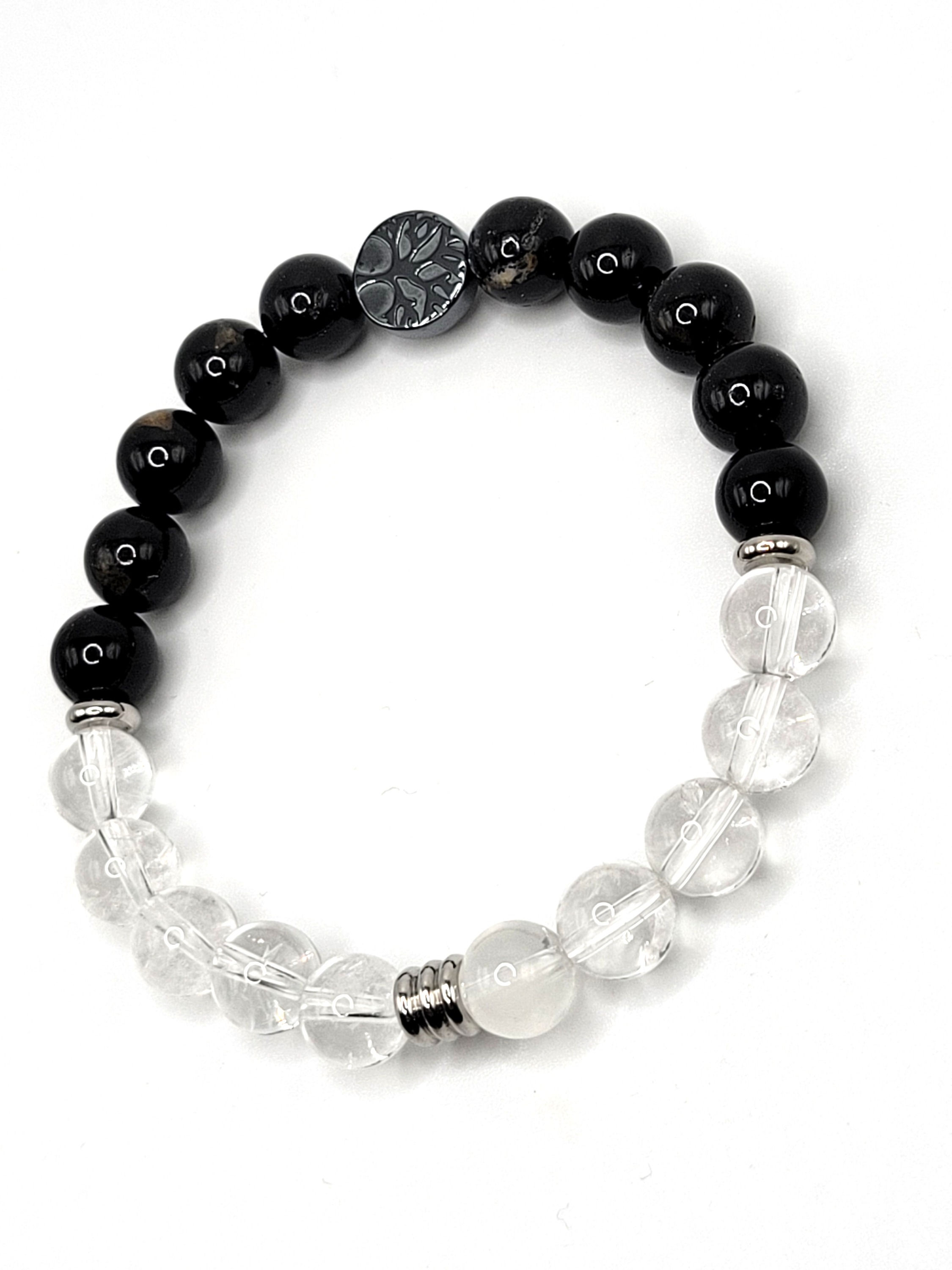 Black Tourmaline and Clear Quartz with Tree of Life