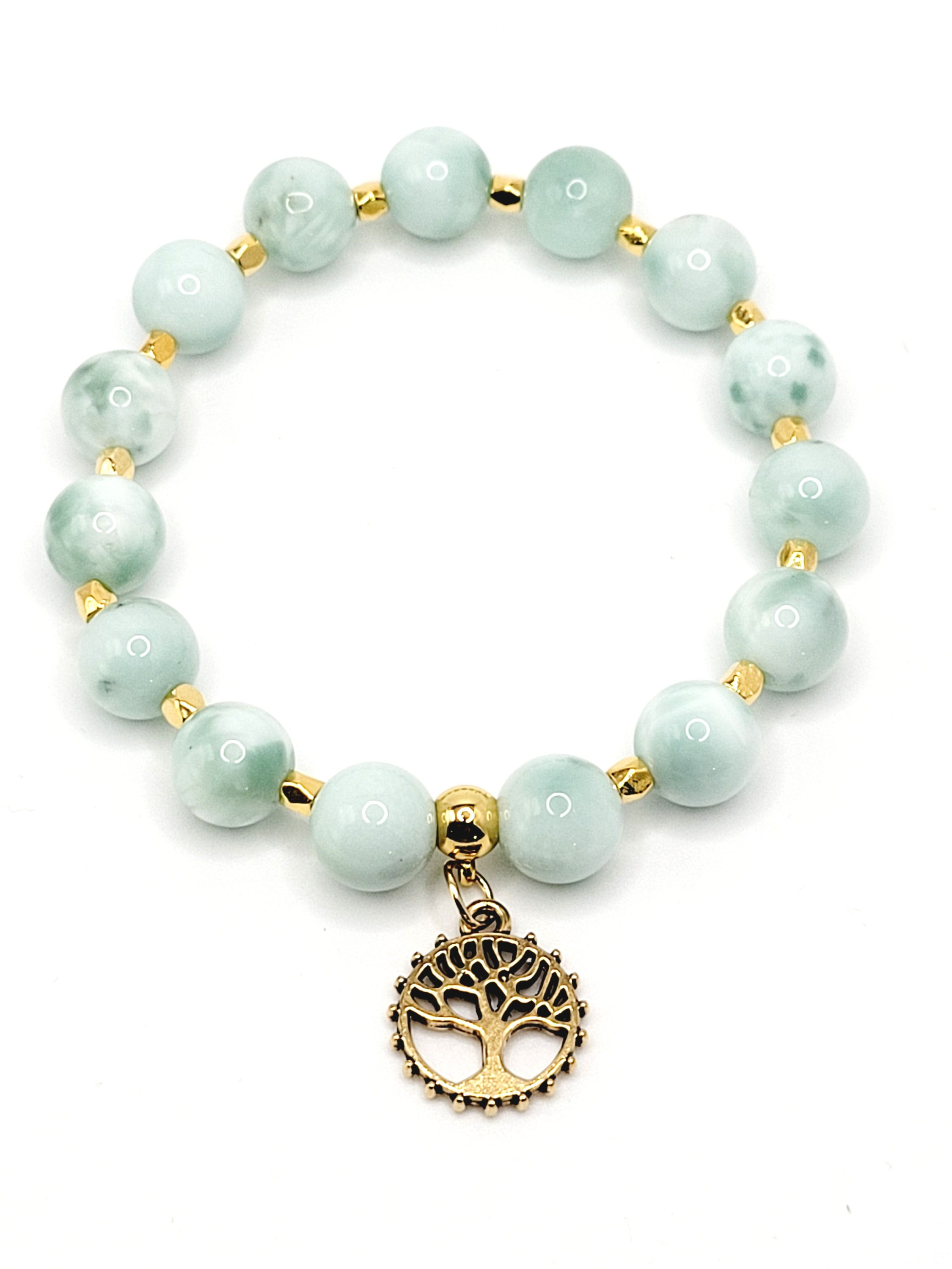 Green Moonstone with Tree of Life