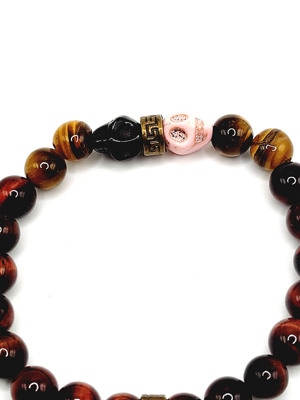 Thumbnail: Red Tiger Eye, Yellow Tiger Eye with Skull charms
