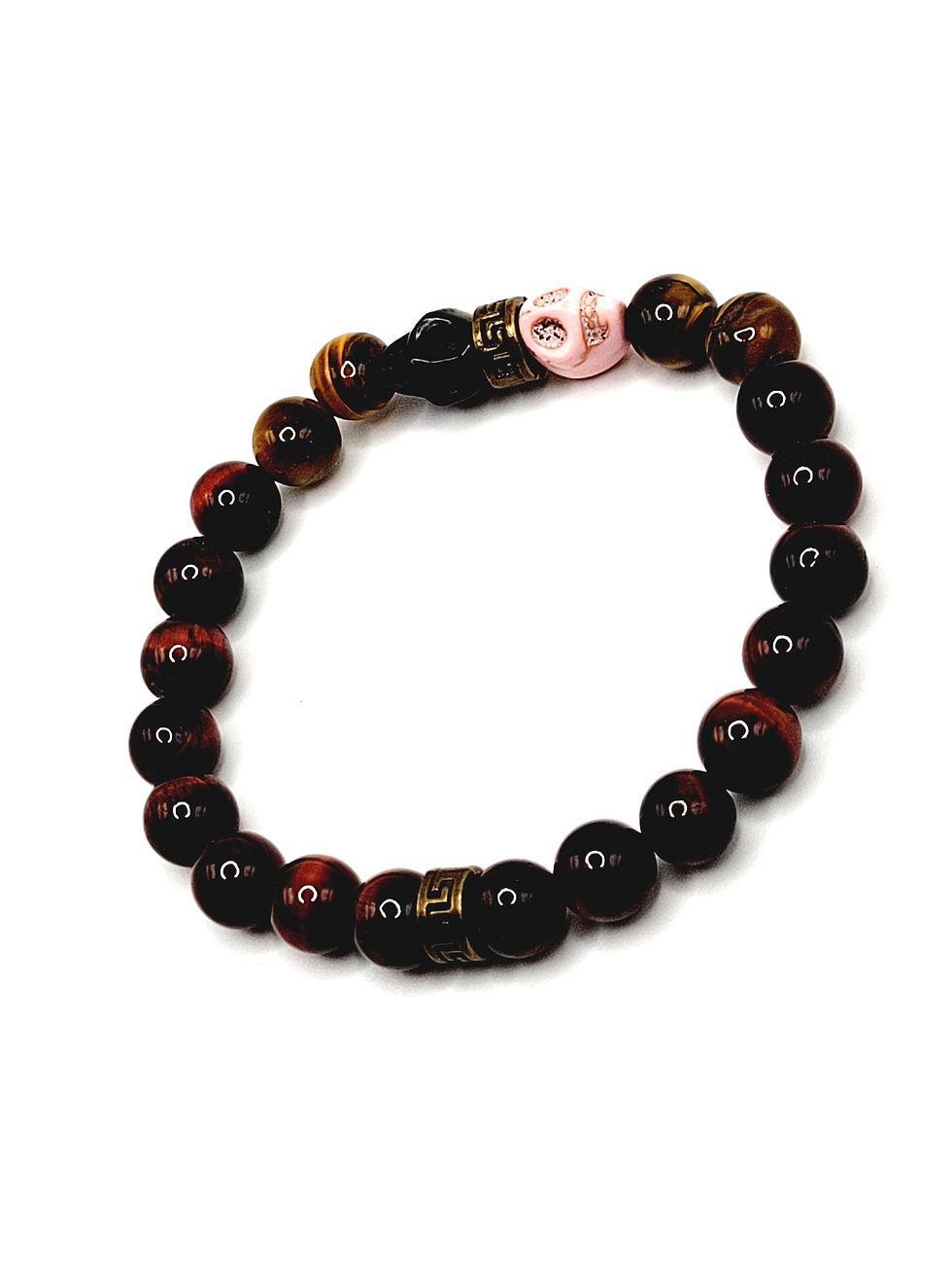 Thumbnail: Red Tiger Eye, Yellow Tiger Eye with Skull charms