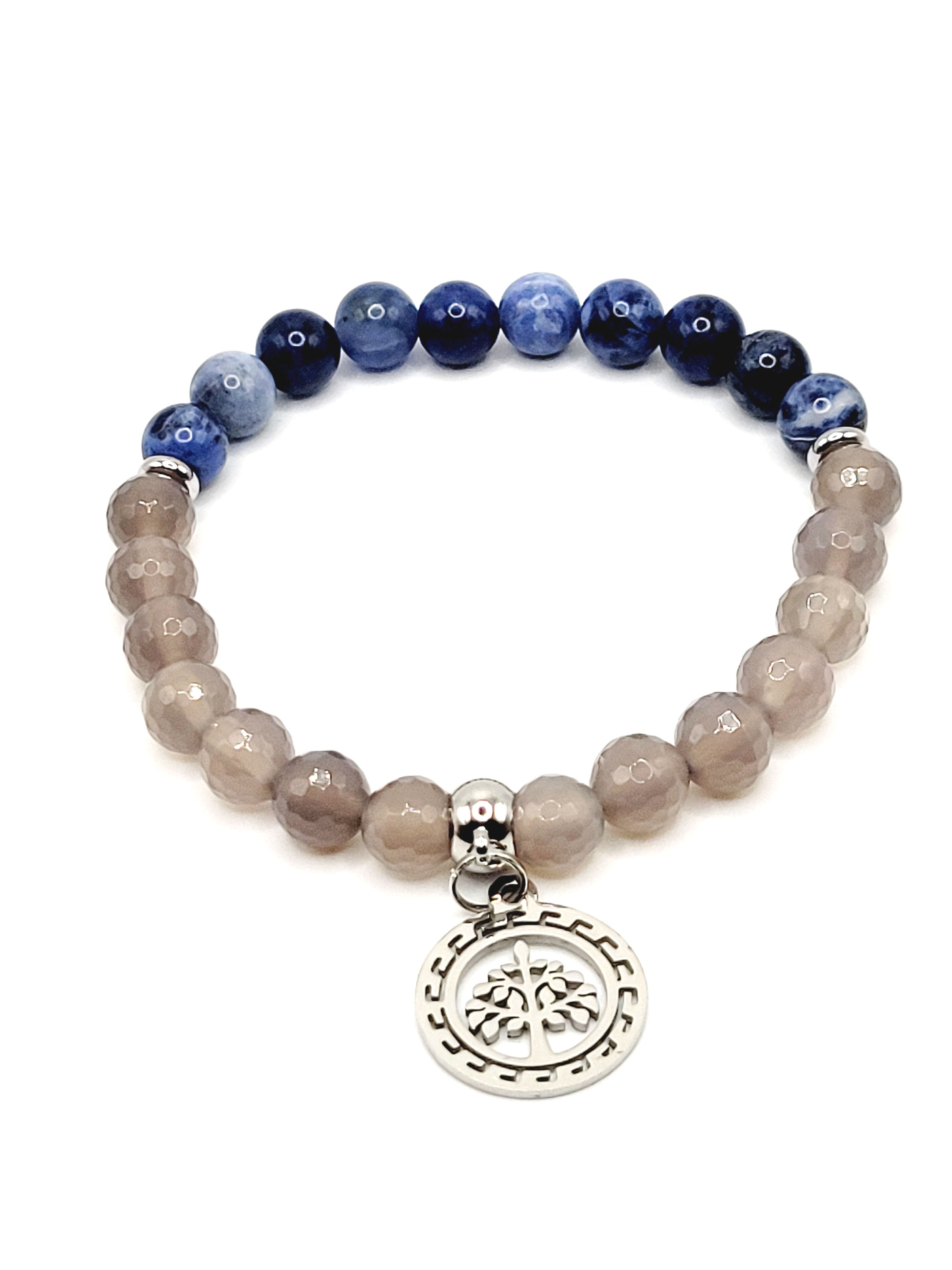 Sodalite and Faceted Gray Agate
