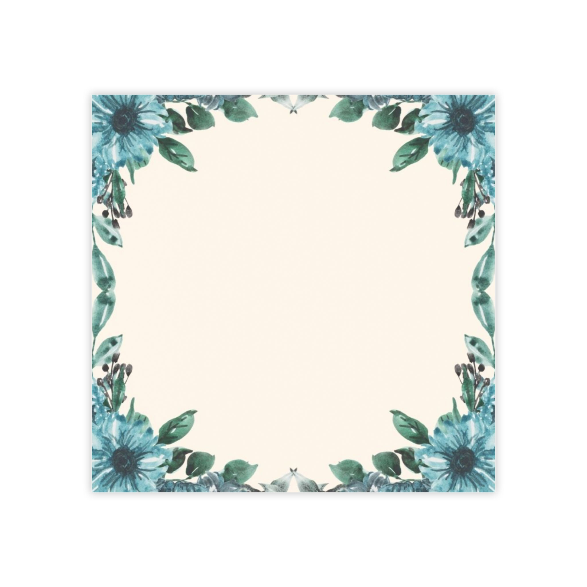 Floral Teal Border Post-it Notes - Decorative Square Sticky Pads