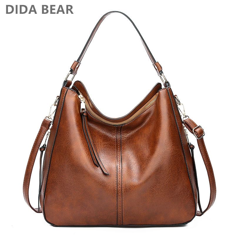 Dida Bear brown designer faux leather hobo bag for women