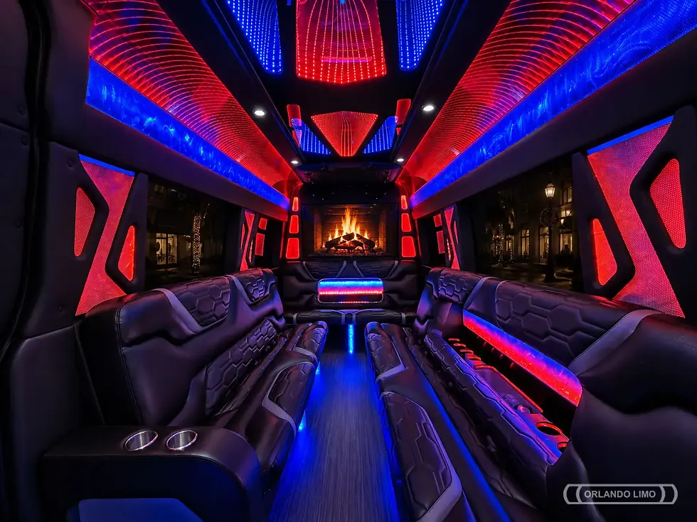 Mercedes Sprinter Limo Interior Red Blue