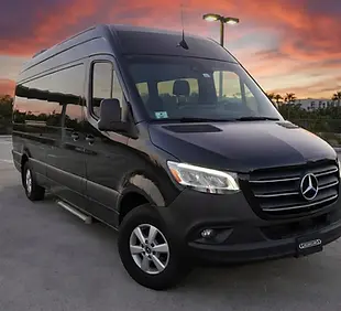 Black Mercedes-Benz Sprinter passenger van in Orlando
