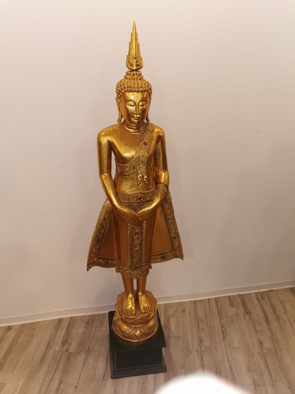 Buddha Thailand Teakholz goldfarbig 180 cm
