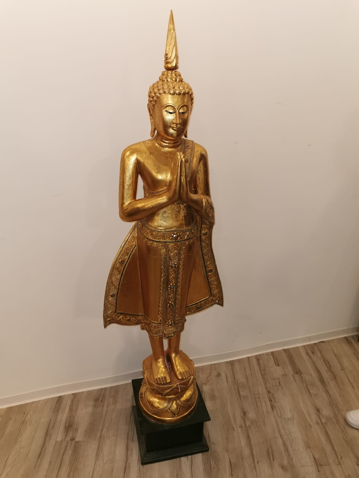 Buddha Thailand Teakholz goldfarbig 180 cm