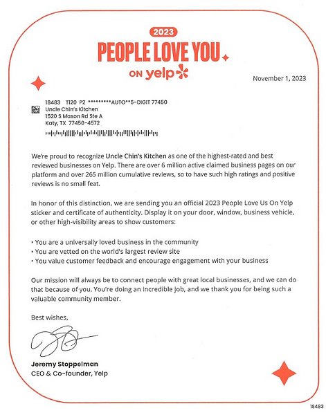 Yelp's Award