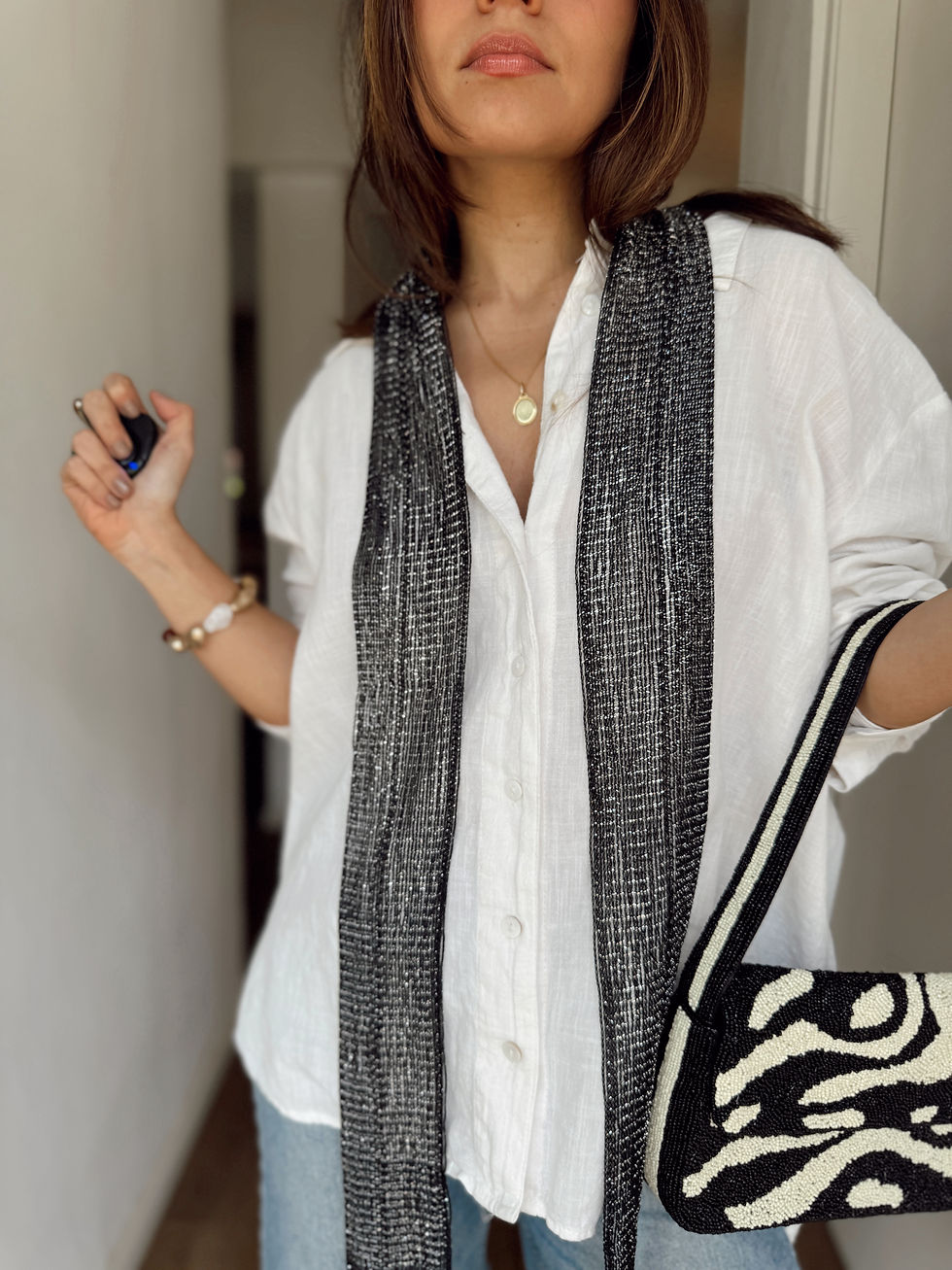 Miniatura: Pashmina Delgada Shine Negra  